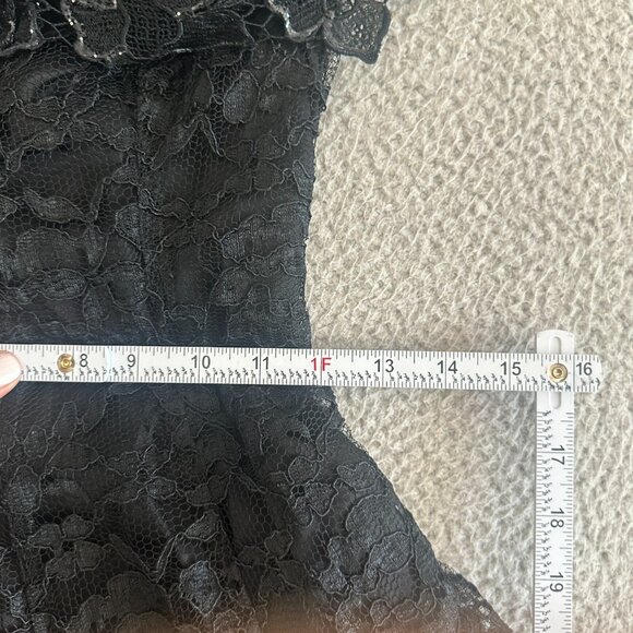 Vintage 80s Lace Gown Boat Neck Off Shoulder Pettiskirt Witchy Goth - Picture 4 of 14